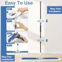 48" Commercial Industrial Dust Mop for Floor Cleaning, Large Floor Dust Broom with Washable Mops Pads, Wet Dry Duster Mops for Hardwood Floors,Marble, Laminate, Tile, Concrete, Garage,Blue