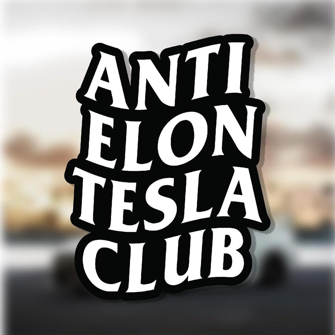 Anti Elon Tesla Club Magnet Decals (4in), Funny Bumper Reusable Decal for Tesla Owners, Regret Accessories for Cars, Durable and Waterproof Magnet Design, Magnetic Anti Elon Musk Tesla Bumper Stickers