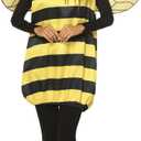 Women Halloween Bumble Bee Costume Cosplay Set Bee Dress with Wings Headband Animal Cosplay Costumes (Large)