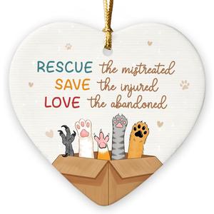 4 x Animal Rescue Gifts 2025 - Indoor Christmas Decorations, Pet Ornaments for Christmas Tree, Ceramic Pet Ornament, Veterinarian Gifts for Women, Men, Friends, Car Hanging Ornament