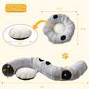 Cat Tunnel Bed for Indoor Cats - Cute Cat Donut Tunnel with Washable Circle Cushion, Round Pet Play Tunnel Toy for Kitten/Puppy/Rabbit,Grey