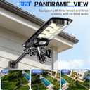 Solar Lights Outdoor, 4K UHD 3-Camera System Solar Street Lights | 24*10" Flood Lights, 360° Pan-Tilt, Color Night Vision, Two Way Talk, 2.4GHz, IP66, For Street, Yard & Exterior Wall