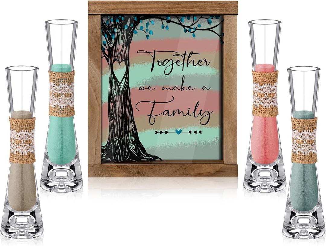 Wedding Unity Sand Ceremony Kit with Wood Box 4 Ceremony Vase 4 Wedding Sand Function Sets for Marriage Bridal Party(Bright Color,Tree) Wedding Unity Sand Ceremony Kit with Wood Box 4 Ceremony Vase 4 Wedding Sand Function Sets for Marriage Bridal Party(Bright Color,Tree)