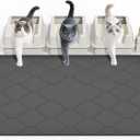 Cat Mat for Litter Box, 38" X 26" Large Silicone Cat Litter Trapping Mat, Easy Clean for Scatter Control, Soft on Kitty Paws, Waterproof, Urine-Proof, Non-Slip Kitty Litter Mat for Floor, Black