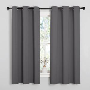 NICETOWN Thermal Insulated Grommet Blackout Curtains for Bedroom (2 Panels, W42 x L63 -Inch, Grey) (42"W x 63"L (Pack of 2))