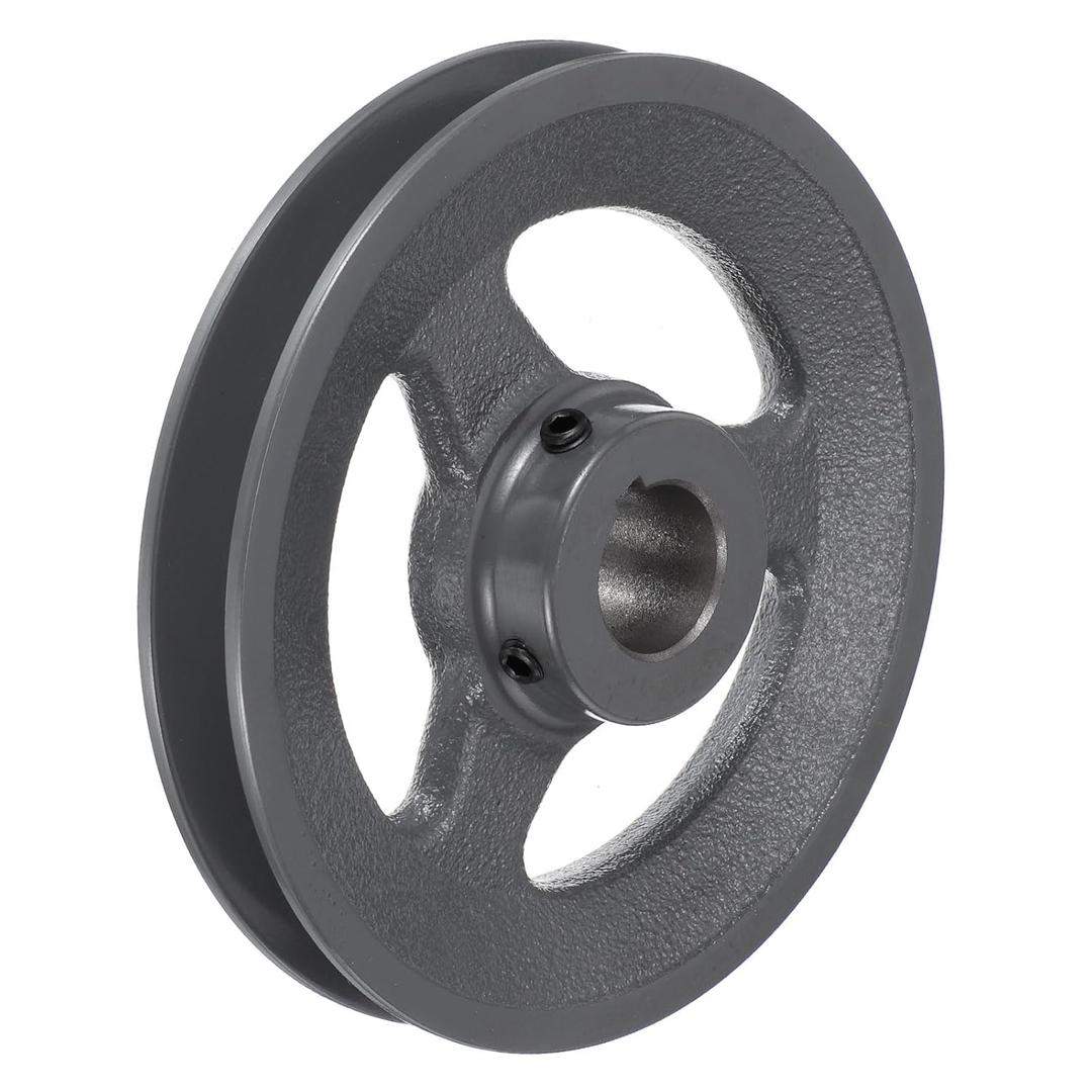 Uxcell BK62-1 V-Belt Sheave 1"Bore 5.95"OD Single Groove Web Sheave Bored-to-Size Sheave, Cast Iron, Belt Section for 3L or B Belt