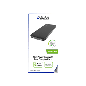 Zgear 10000 mAh Dual Port Power Bank with USB-C Port 