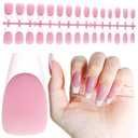 JODSONE French Tip Press On Nails - 15 Sizes Pink Trapezoid French Tips,Soft Gel Nail Tips False Nails Extensions Nail Art DIY(150Pcs)