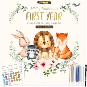 Baby's First Year Calendar with Stickers by Bright Day - 1st Year Tracker - Baby Memory Book for Girls to Document and Cherish Baby First Year Milestones,- Milestone Keepsake for Baby Boy with Pocket Baby's First Year Calendar with Stickers by Bright Day - 1st Year Tracker - Baby Memory Book for Girls to Document and Cherish Baby First Year Milestones,- Milestone Keepsake for Baby Boy with Pocket