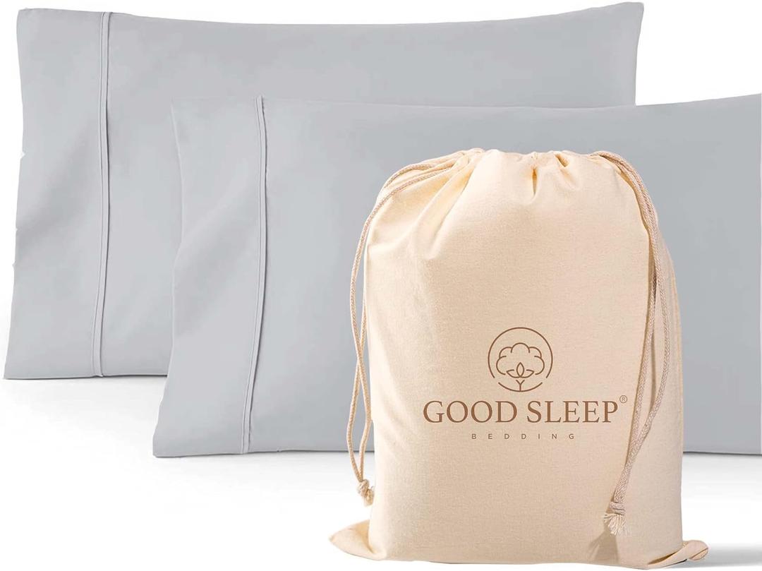 1000 TC Light Gray Standard Pillowcases Set of 2 100% Egyptian Cotton Pillow Cases with Long Staple Cotton & Sateen Weave, Silky Soft Hotel - Like Bed Pillow Covers for Comfy Sleeping, Snug Fit