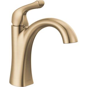 Delta Arvo Brushed Gold Bathroom Faucet 1 Hole, Single Hole Bathroom Sink Faucet for Vanity, Push-Pop Drain Assembly, Champagne Bronze 15840LF-CZ