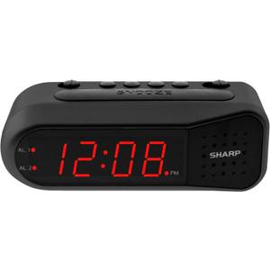 Sharp Digital Alarm Clock  Black Case with Red LEDs - Ascending Alarm Grows Increasing Louder, Gentle Wake Up Experience, Dual Alarm - Battery Back-up, Easy to Use with Simple Operation