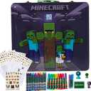 Innovative Designs Minecraft Kids Deluxe Activity Set with Carrying Tin, Coloring Sheets, Tattoos, Stickers, & Art Supplies