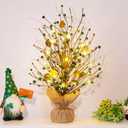 St Patricks Day Tree Decorations, Lighted Artificial Tree Decorations, St. Patrick's Day Table Decor, 20in Shamrock Irish Tabletop Centerpieces Holiday Home Decor with 20 LEDs Lights