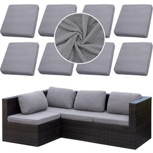 Outdoor Cushion Covers Set,8PCS Waterproof Patio Furniture Couch Seat Slipcovers, Replacement for Sofa Sectional Chair(CoverOnly) (Grey)
