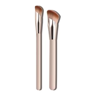 Angled Foundation Brush and Concealer Brush Set, 2 Pack Concealer Brushes Under Eye Kabuki Face Blending Makeup Brush for Nose Contour Brush, Cover Dark Circles, Blending, Liquid, Cream Pink