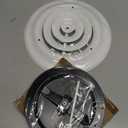 Therwen 1 Pack 8 Inch Round Vent Cover Ceiling Diffuser HVAC Vent Duct Cover Replacement with Steel Butterfly Damper Fitting in 8 Inch Duct, Outer Dimensions: 12"