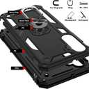 for Galaxy A24 4G Case, Case for Galaxy A25 with [3X Tempered Glass Screen Protector], Built-in Ring Kickstand Shockproof Defender Armor Dual Layer Hybrid TPU Plastic Case for Galaxy A24/A25 - Black