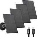 2W Solar Panel for Security Camera Outdoor, USB/USB-C Charger with IP65 Waterproof, 360 Adjustable Mount & 7.2ft Cable, Compatible with Rechargeable Battery Cameras (4 Pack, Black)