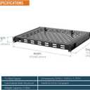 Tecmojo 1U Sliding Rack Shelf,4-Post Vented Rack Mount Shelf,13.8in Deep with Adjustable Mounting Depth 13.8-19.7in,Supports to 110lbs,for 19 Inch AV/Network Equipment Rack,Unassembled,Black