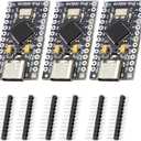 Pro Micro with Atmega32U4 chip Development Board, AYWHP 3 PCS Pro Micro 5V/16MHz Nano microcontroller Development Board with Built-in USB updater Type-C Interface Compatible with Arduino IDE