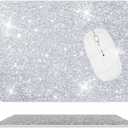 Luxury Glitter Mouse Pad  Silver Diamond Sparkle, Non-Slip Bling Desk Mat for Laptop & Gaming, 9.5x7.9in