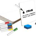 2 x White Board Dry Erase Boards Classroom Pack Mini White Boards 9" x12 Double Sided Personal Whiteboards for Students Teachers School Supplies Lapboards (Set of 6 Boards & Erasers & Pens)