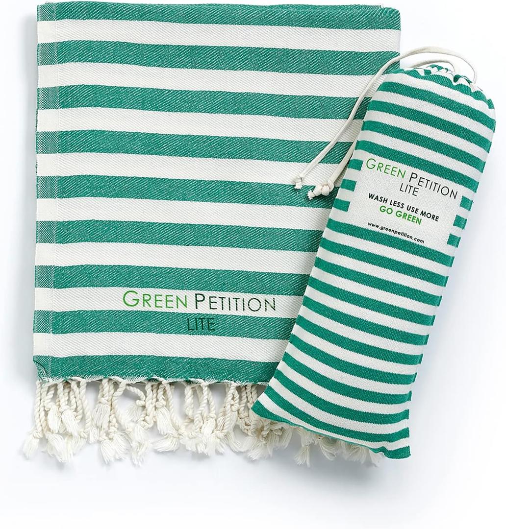Green Petition Mare Peshtemal, 35x67 Beach Towel, with Carrying Bag, Sustainable Gift, Ecofriendly, Organic Blend Towel, Zero Waste, Quick Dry, Beach Sports Travel Fitness (Lime, 35 x 67)