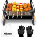 Portable Charcoal Grill with Wood Handle - Folding Tabletop BBQ, Portable Mini BBQ Grill, Compact Stainless Steel Grill for Outdoor Camping, Picnics & Backyard, Easy Setup & Clean