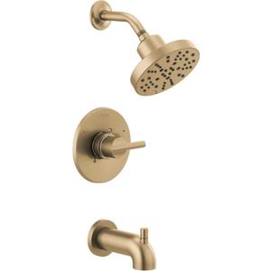 Delta Nicoli 14 Series H2Okinetic Bathtub and Shower Faucet Set, Brushed Gold Shower Head and Handle Set, Valve Trim Kit, Champagne Bronze 144749-CZ (Valve Included)