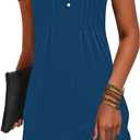 Disamer Beach Dresses for Women 2025 Vacation Swim Cover up V-Neck Summer Dress Button Down Sleeveless Boho Floral Sundress (Small, Pure Blue)