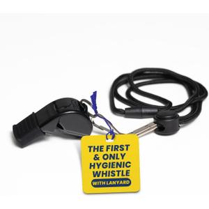 The Protector Whistle P51 - Coach Whistle - Official Whistle for Sports, Removable Cushioned Mouth Grip, Loud Safety Whistle for Adults with Breakaway Lanyard - Emergency Whistle Teacher Lifeguard (Black)