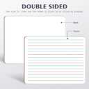 6pack Dry Erase Board 9"x12"with Lines and Blank Surface Learning,Math,Writing Teacher & Homeschool Supplies Mini Whiteboard Erasers Included Colors pens