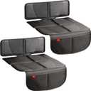 Helteko Carseat Protector with Thickest Padding, 2 Pack Auto Seat Pad from Waterproof & Stain Resistant for Child Baby , Kick Mat Material for Leather and Fabric Seat (Black)