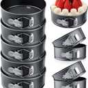 Sunnyray 16 Pcs Mini Springform Pan Set, 4.7 Inch Small Nonstick Cheesecake Pans with Removable Bottom, Leakproof Carbon Steel Cake Molds for Air Fryer Baking, Mini Quiche & Pizza Bulk Pack