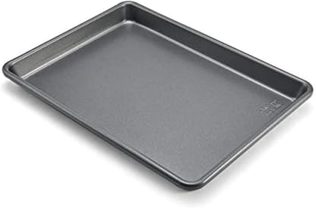 Chicago Metallic Commercial II Non-Stick Small Cookie/Baking Sheet. Perfect for making jelly rolls, cookies, pastries, one-pan meals, and more,12.25 by 8.75, Gray