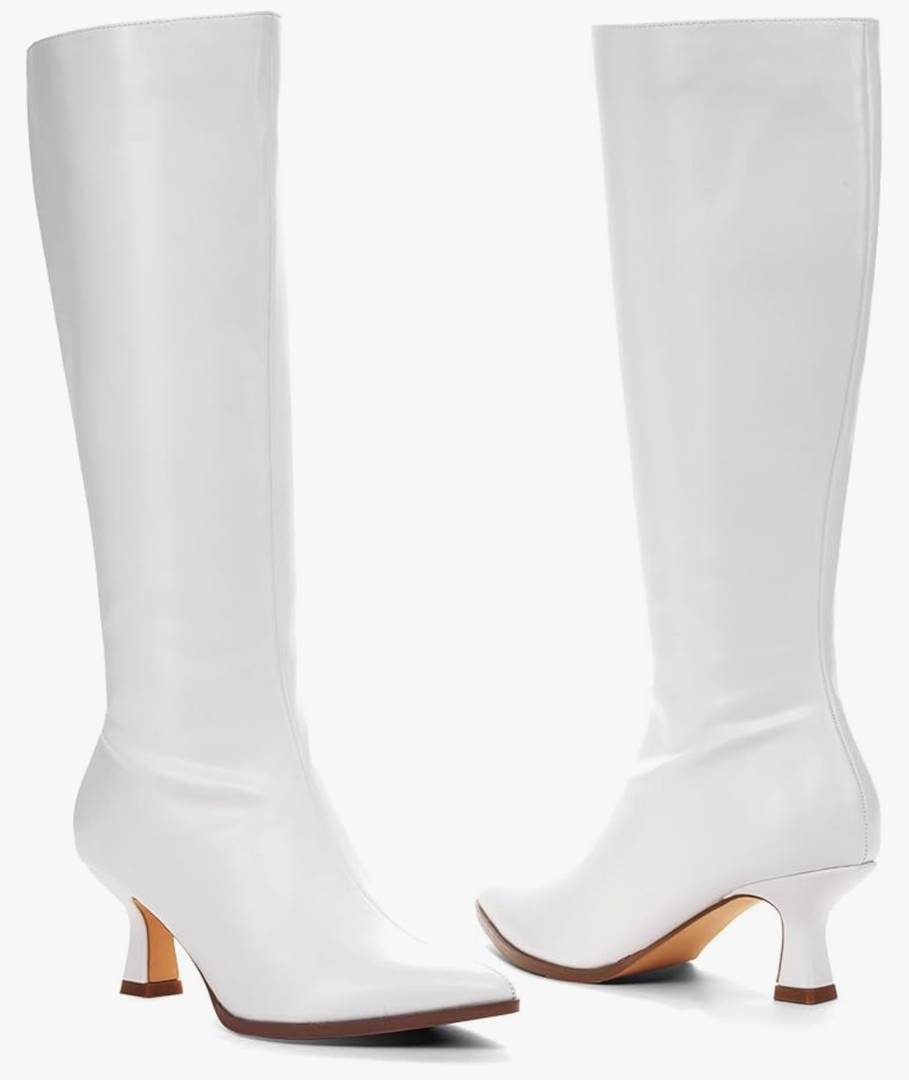 Women's Knee High Pointed Toe Tall Boots (White) 9