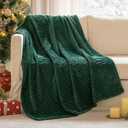 MIULEE Christmas Army Green Throw Blanket 3D Ribbed Jacquard Fleece Flannel Velvet Plush Decorative Bed Blanket (Throw, 50" x 60") - Super Soft, Lightweight, Warm and Cozy for Couch Sofa Decor