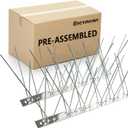 Stainless Steel Bird Spikes for Pigeons, Pre-Assembled, Anti Bird Deterrent Spikes for Woodpeckers, Squirrels, Raccoons Weatherproof Fence Spikes for Roof, Railing, Patio, 24.6 Feet