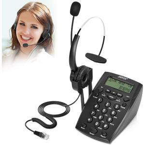 AGPtek Call Center Dialpad Headset Telephone with Tone Dial Key Pad & REDIAL (Black)