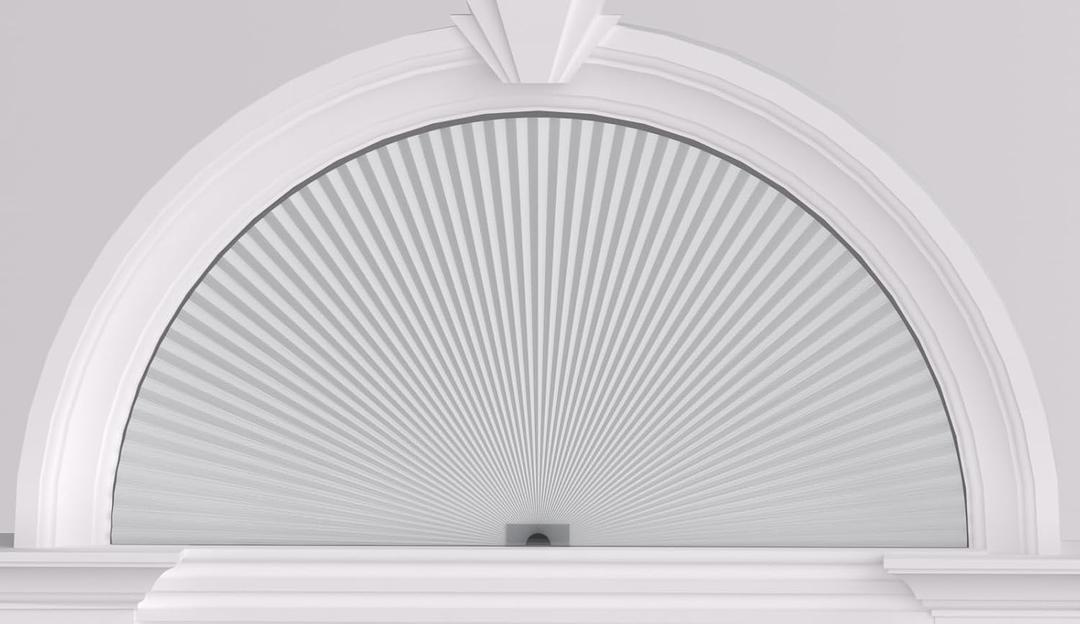 Myshade Arch Window Shades Half Circle Blackout Cellular Shades Cordless No Drill Blinds for Windows Half Moon Honeycomb Fabric No Tools Room Darkening Shades Easy Install (White 24" X 48")
