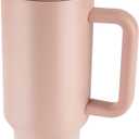 40 oz Insulated Tumbler with Handle,Flip Straw,Lid & Rubber Base Stainless Steel Water Bottle - Leak Proof Vacuum Insulated Mug BPA Free Reusable Travel Cup Gifts for Women/Men (Peach pink40oz)