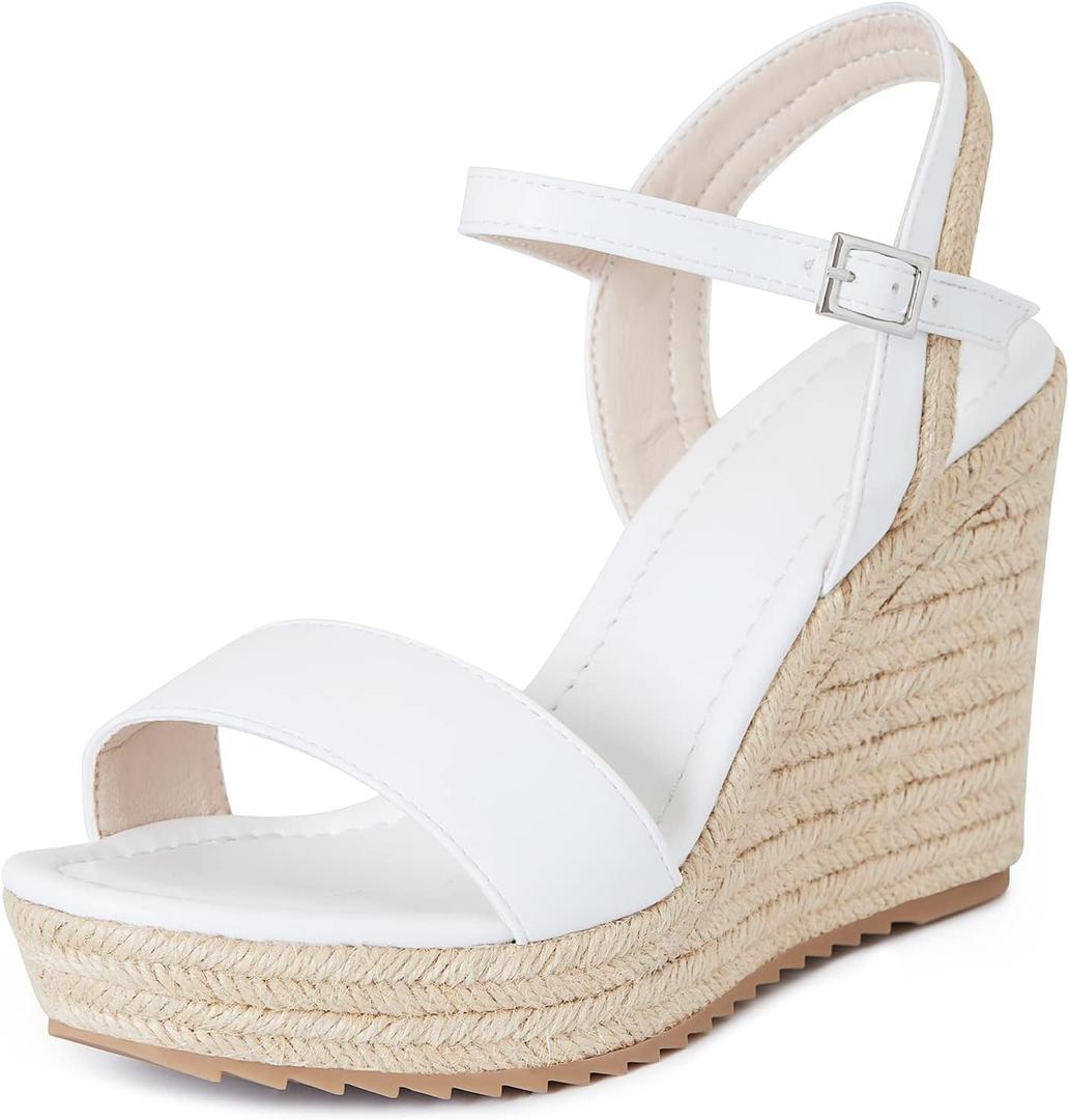 mikarka Women's Espadrille Wedge Sandals: Ankle Strap Platform Open Toe Wedges - Stylish High Heel Dressy Summer Wedges for Women, Inspired by Espadrilles 9.5