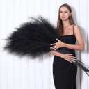 8 Pcs 45 inch Tall Faux Pampas Grass Decor, Large Artificial Black Pompous Grass Bulk, Long Fake Pompas for Floor Vase Filler, Wedding, Baby Shower, Home and Boho Decor (Black)