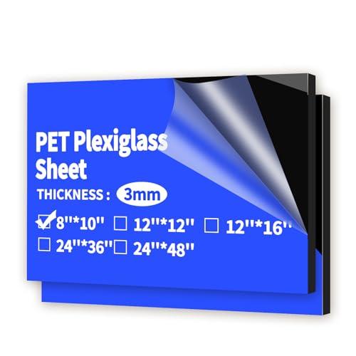 Art3d (2 Pack) 1/8" Thick Plexiglass Sheets in Black - 8"x10" Acrylic Sheets for Art Design，Craft Projects, Signs, DIY in Home, Wedding, Festival,Party,Office