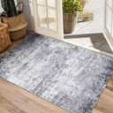 Modern Abstract 2x3 Area Rug Non Slip Non Shedding Low Pile Stain Resistant Rug for Entryway Kitchen Bedroom,Light Grey