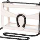Joryin Women's Stadium Approved Crossbody Bag for Women, Small Clear Bag Shoudler Purse with Chain Strap (Cream)