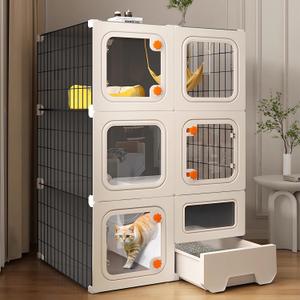 Cat Cage Cat Enclosure with Litter Box, Cat Playpen Detachable Metal, Cat Cage Indoor and Outdoor, Ferret Cage, Rabbit Cage (White)
