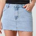 Low Rise Denim Mini Skirt in Light Blue