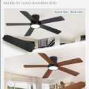 48 Inch Ceiling Fans with Lights and Remote,Outdoor Indoor Modern Flush Mount Ceiling Fan with 3CCT 6-Speed Quiet DC Motor,Black Small Low Profile Ceiling Fan for Bedroom Living Room Office(Black)